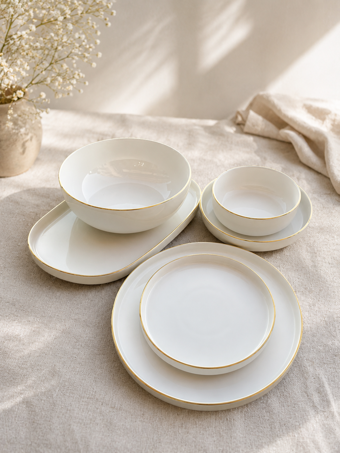 White gold Porcelain Dinner Set – 26 Pieces - طقم عشاء بورسلين ٢٦ قطعه من فتحي محمود