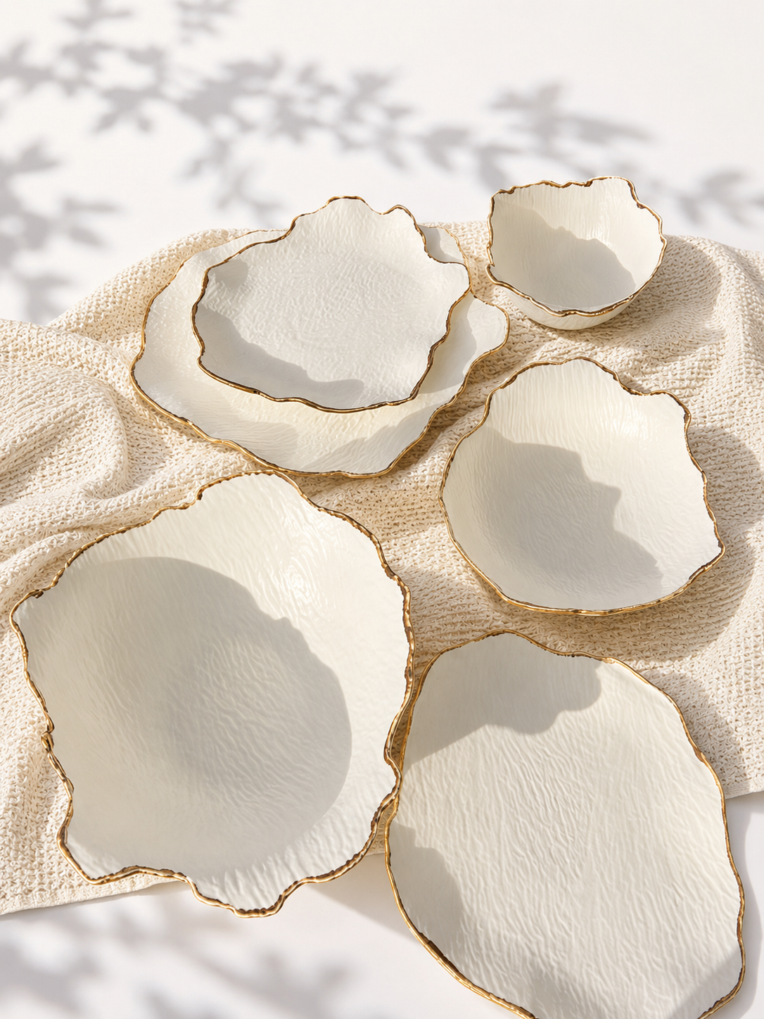 White matte stone edge Porcelain Dinner Set – 26 Pieces - طقم عشاء بورسلين ٢٦ قطعه من فتحي محمود