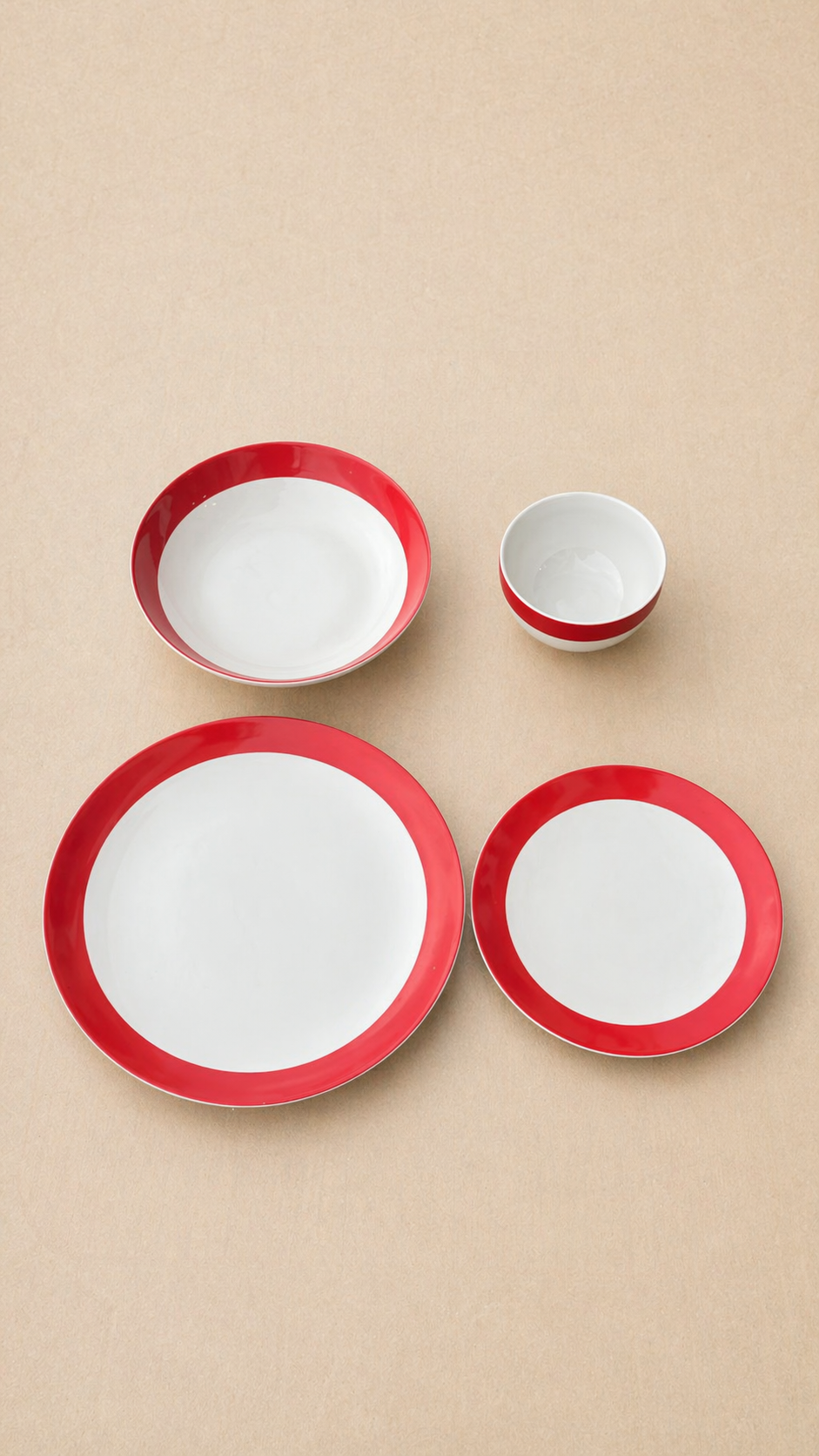 طقم عشاء بورسلين حراري فاخر 24 قطعه Red&white