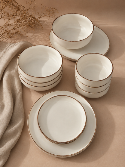 White Matte Porcelain Dinner Set – 26 Pieces - طقم عشاء بورسلين ٢٦ قطعه من فتحي محمود