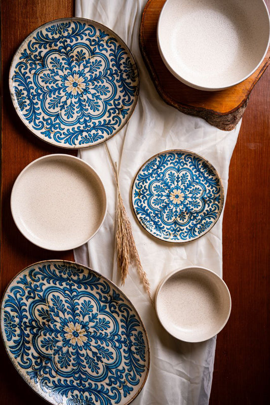 Mix beige Porcelain Dinner Set – 26 Pieces - طقم عشاء بورسلين ٢٦ قطعه من فتحي محمود