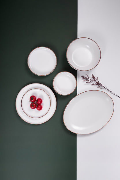 White Matte Porcelain Dinner Set – 26 Pieces - طقم عشاء بورسلين ٢٦ قطعه من فتحي محمود