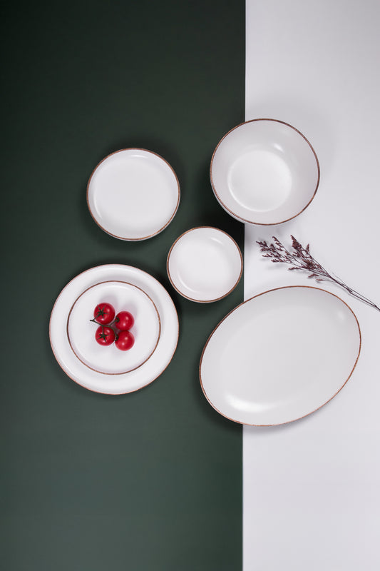 White Matte Porcelain Dinner Set – 26 Pieces - طقم عشاء بورسلين ٢٦ قطعه من فتحي محمود