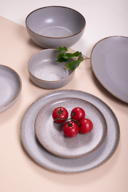 Grey Matte Porcelain Dinner Set – 26 Pieces - طقم عشاء بورسلين ٢٦ قطعه من فتحي محمود