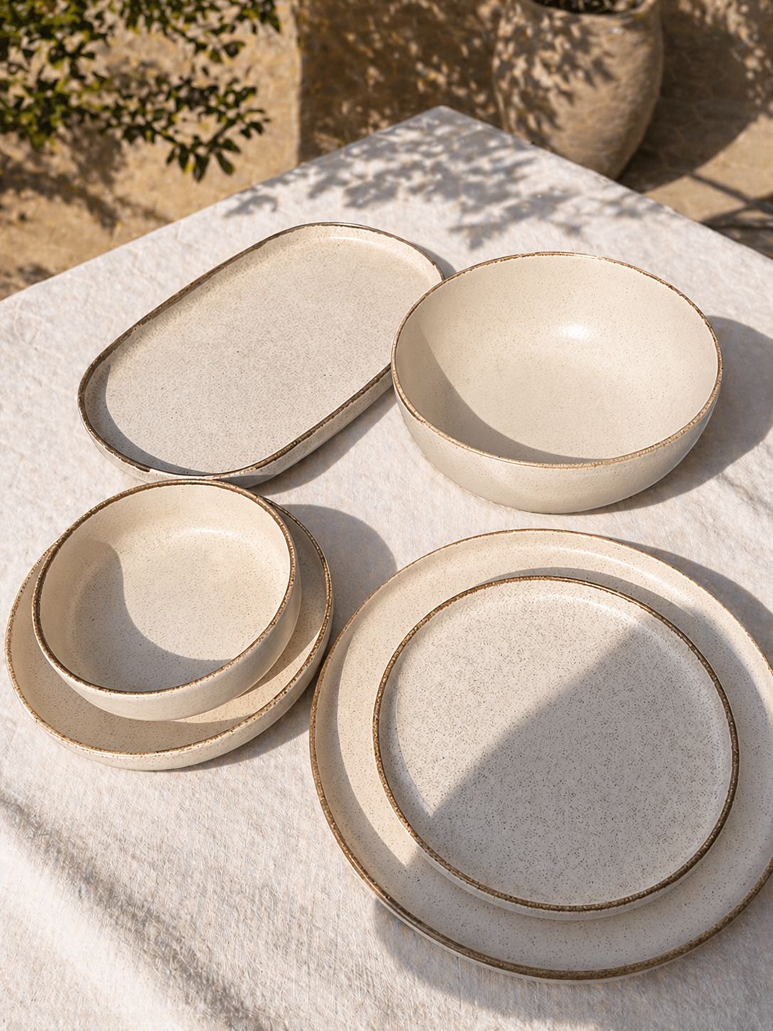 Beige Rush Porcelain Dinner Set – 26 Pieces - طقم عشاء بورسلين ٢٦ قطعه من فتحي محمود
