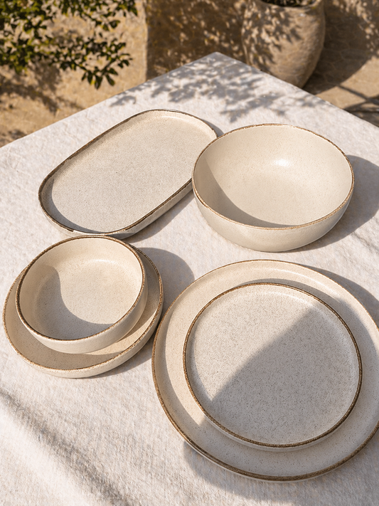 Beige Rush Porcelain Dinner Set – 26 Pieces - طقم عشاء بورسلين ٢٦ قطعه من فتحي محمود
