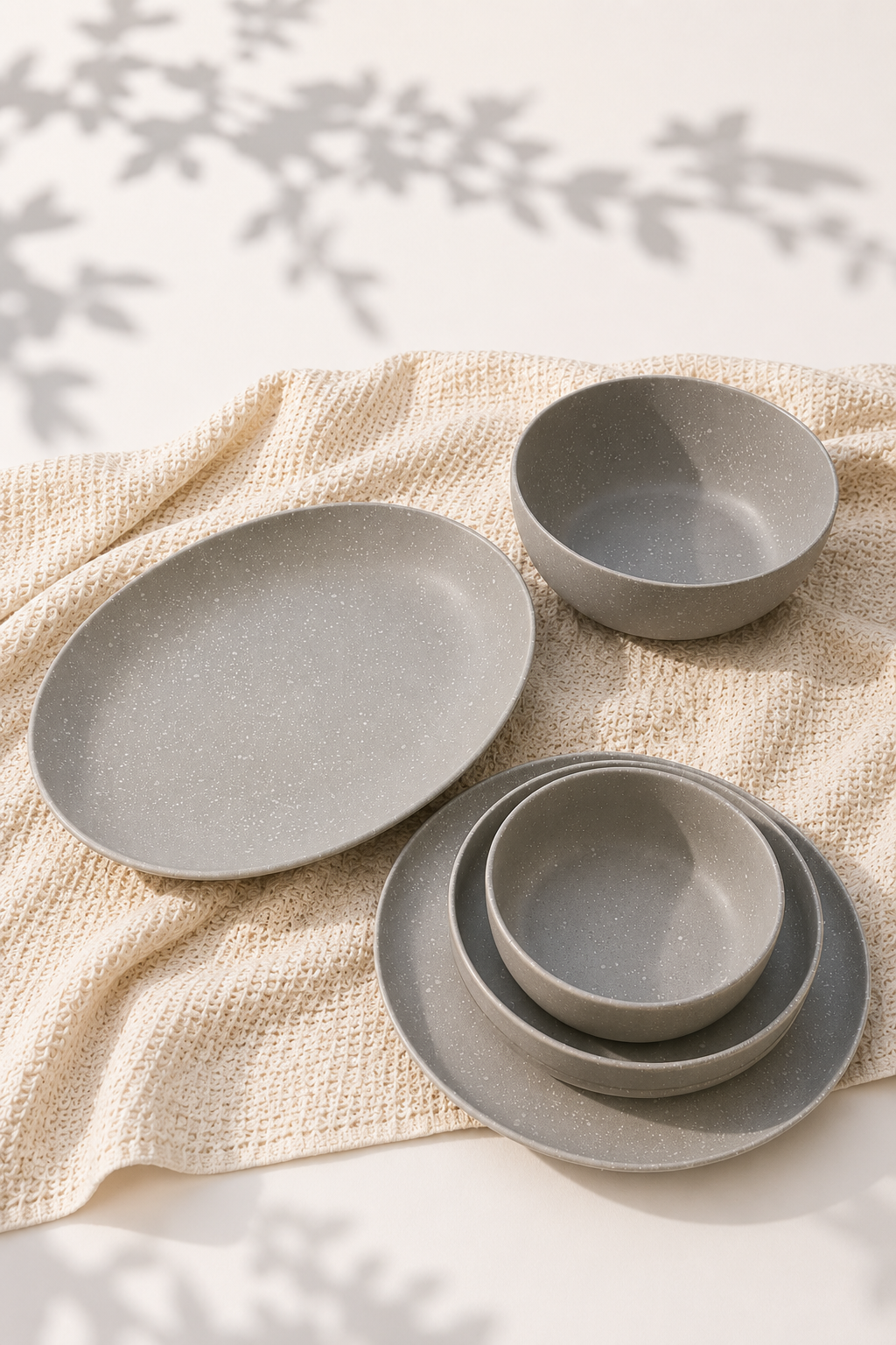 Gray matte Dinner Set – 26 Pieces - طقم عشاء بورسلين ٢٦ قطعه من فتحي محمود