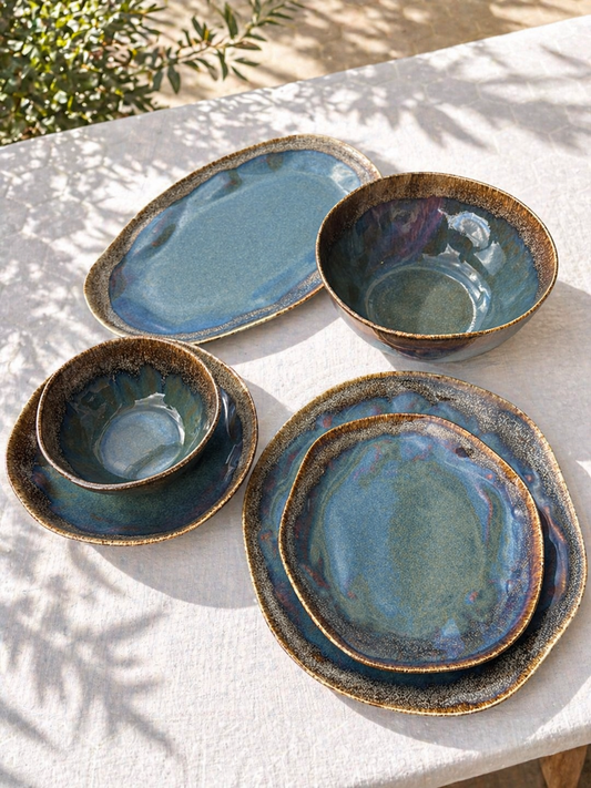 Organic fancy Porcelain Dinner Set – 26 Pieces - طقم عشاء بورسلين ٢٦ قطعه من فتحي محمود
