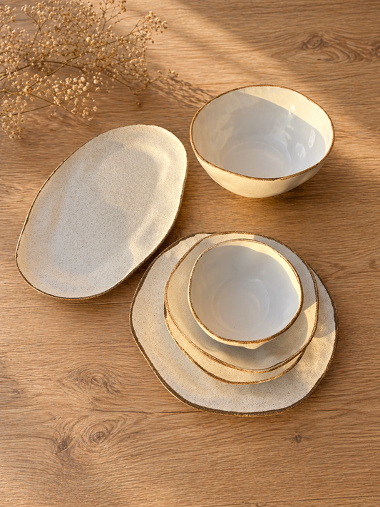 White sand  Porcelain Dinner Set – 26 Pieces - طقم عشاء بورسلين ٢٦ قطعه من فتحي محمود