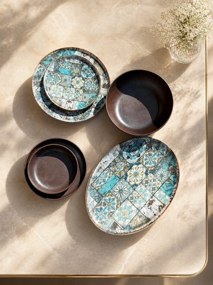 Rustic Bloom Dinner Set – 26 Pieces - طقم عشاء بورسلين ٢٦ قطعه من فتحي محمود