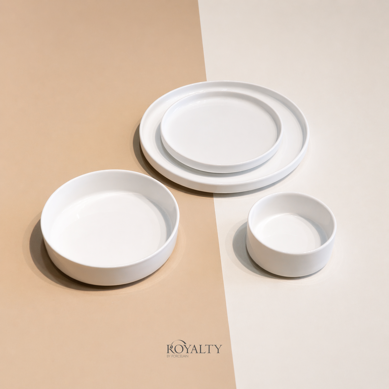 White matte Porcelain Dinner Set 24 Pieces - طقم عشاء بورسلين 24 قطعة من فتحي محمود