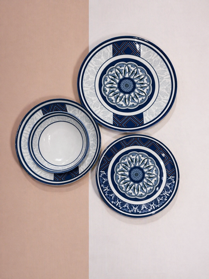 Mix blue porcelain dinner set 24 Piece - طقم عشاء بورسلين 24 قطعة من فتحي محمود