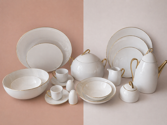 Golden Line Elegance Porcelain Dinner set 68 Piece - طقم صيني بورسلين 68 قطعة من فتحي محمود