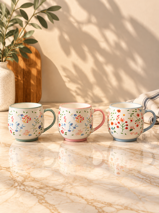 Set of 3 mugs flower