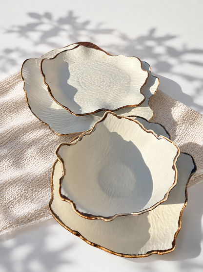 White matte stone edge Porcelain Dinner Set – 26 Pieces - طقم عشاء بورسلين ٢٦ قطعه من فتحي محمود